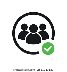 Team Approval Icon with Green Checkmark Symbolizing Confirmation