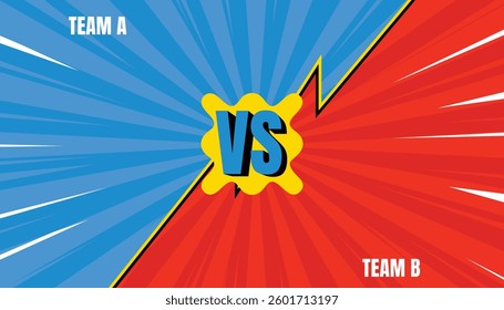 Team A and Team A background template. Two-color retro background with halftone corners for comparison. Vector illustration.