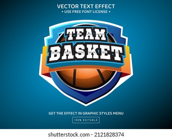 Team basket 3D editable text effect template