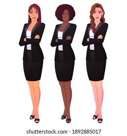 Team of beautiful businesswomen isolated Premium Vector