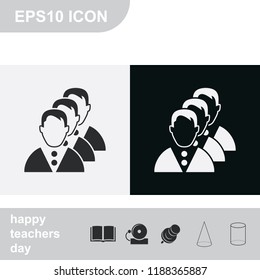 Team black and white vector icon. Group of people flat illustration.