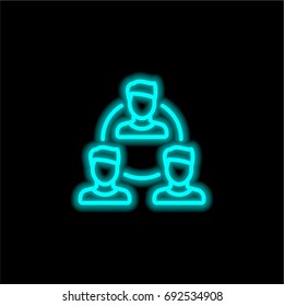 Team blue glowing neon ui ux icon. Glowing sign logo vector