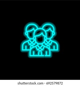 Team blue glowing neon ui ux icon. Glowing sign logo vector