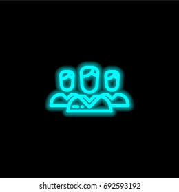 Team blue glowing neon ui ux icon. Glowing sign logo vector