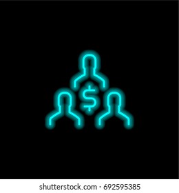Team blue glowing neon ui ux icon. Glowing sign logo vector