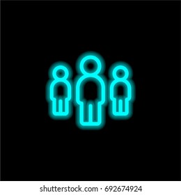 Team blue glowing neon ui ux icon. Glowing sign logo vector