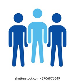 Team In Blue Style, Vector Illustration