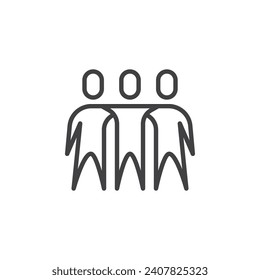 Icono de línea de enlace de equipo. signo de estilo lineal para concepto móvil y diseño web. Icono de vector de esquema de creación de equipo. Símbolo de fraternidad, ilustración del logotipo. Gráficos vectoriales