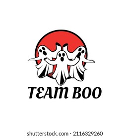 Team Boo Logo, Vektorvorlage. Flache Vektorgrafik auf weißem Hintergrund.