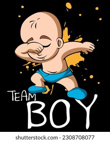 Team Boy Pregnancy Announcement With Cartoon Boy In Dabbing Pose