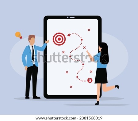 team brainstorm or competitor analysis, business success 2D flat vector concept for banner, website, illustration, landing page, flyer, etc