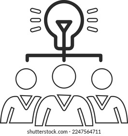Icono de torsión de ideas de equipo, icono de estrategia de equipo vector negro