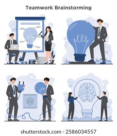team brainstorming concept idea generation, and creative inspiration business project teamwork