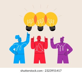 Team brainstorming. Success team, creative people have new idea. Colorful vector illustration
