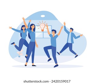  Team brainstorming. Success managers team, creative people have new idea. flat vector modern illustration 