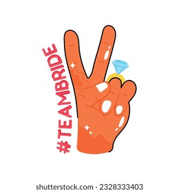 Team bride doodle vector outline Sticker. EPS 10 file