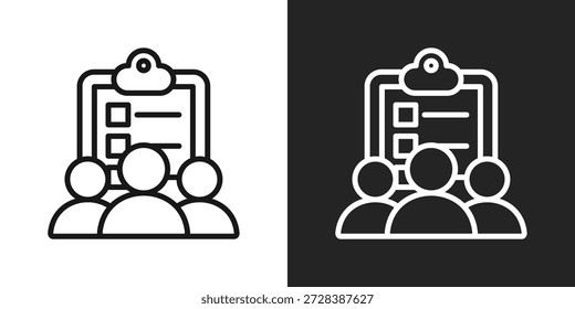 Team Briefing Icon In Black And White Line Style