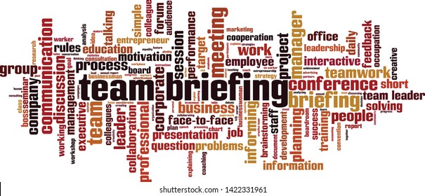 Team briefing word cloud concept. Collage made of words about team briefing. Vector illustration 