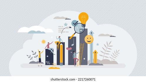 Team build as effective project development with partners tiny person concept. Teamwork cooperation with group challenge and common collaboration vector illustration. Unity power and strong leadership