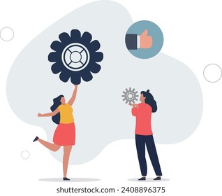Team building activity for effective business partnership .Collaboration and teamwork power for company growth and productive employee work .flat vector illustration.
