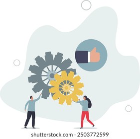 Team building activity for effective business partnership.flat design with people.