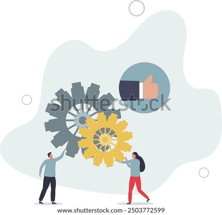 Team building activity for effective business partnership.flat design with people.