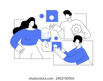 Team building activity isolated cartoon vector illustrations. Group of people talking in smart office, team building process, business managers, common spaces, social relations vector cartoon.