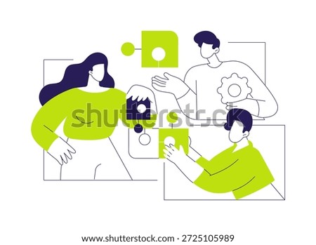 Team building activity isolated cartoon vector illustrations. Group of people talking in smart office, team building process, business managers, common spaces, social relations vector cartoon.
