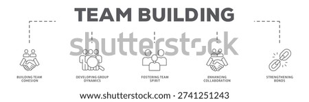 Team Building banner web icon vector illustration concept with icon of Building Team Cohesion, Developing Group Dynamics, Fostering Team Spirit, Enhancing Collaboration, Strengthening Bonds