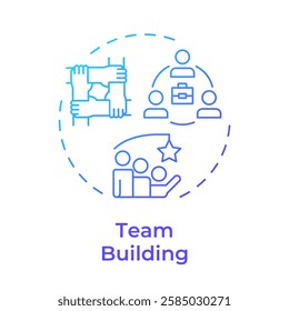 Team building blue gradient concept icon. Fostering strong work relationships. Line manager responsibility. Round shape line illustration. Abstract idea. Graphic design. Easy to use in booklet