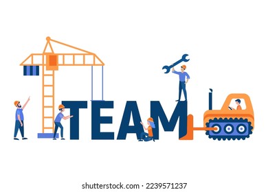 Team building, business development, startup launch, teamwork, brand building  vector illustration