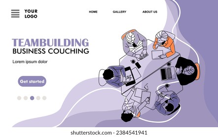 Team building business landing page vector art. 