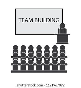 Team building business lecture and presentation group