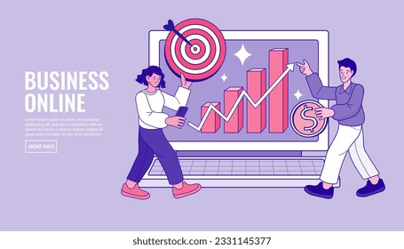 Team building. businessman meeting and talking to target. teamwork and business goals achievements. aim and cooperation. Concept business vector illustration. Flat design.