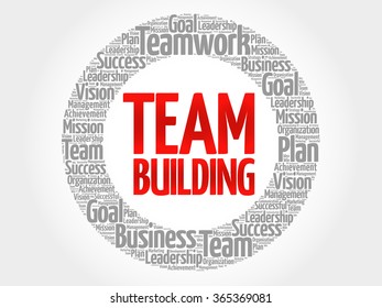 Team Building circle word cloud, business concept