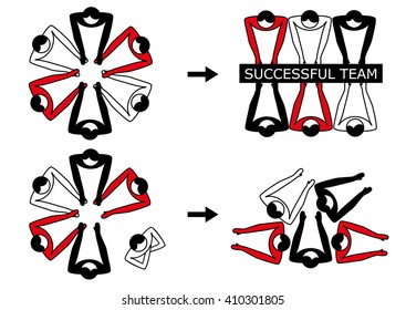 Team building. Command communication. Human resources. Successful team. Vector illustration