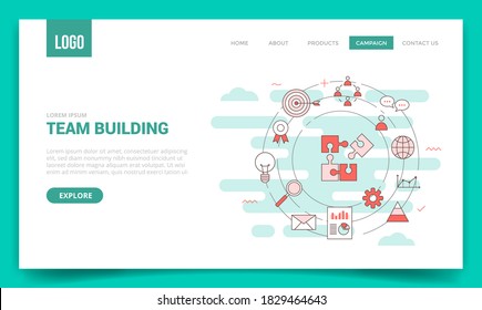 Team Building Concept With Circle Icon For Website Template Or Landing Page Banner Homepage