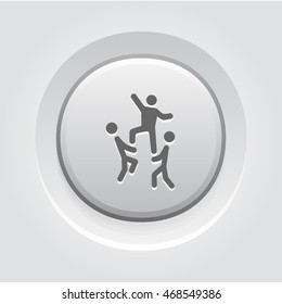 Team Building Concept Icon. Grey Button Design.