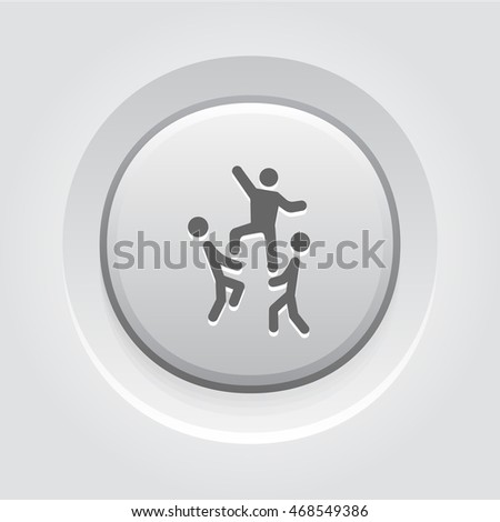 Team Building Concept Icon. Grey Button Design.