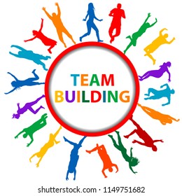 Team building concept with men and women silhouettes