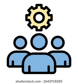 Team building icon flat line style illustration representing collaboration and group development, suitable for corporate training, HR, and organizational development-related projects