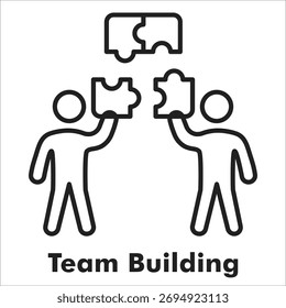 Symbol "Teambildung" im Linienstil. Vektorgrafik für Zusammenarbeit, Führung und Personalwesen.