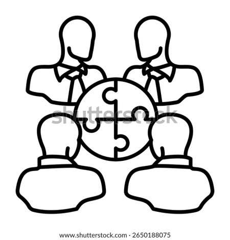 Team Building icon represented by team, puzzle Line style.