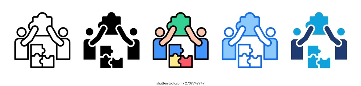 Vektorgrafik zum Festlegen mehrerer Stilkollektionen für das Teambuildsymbol