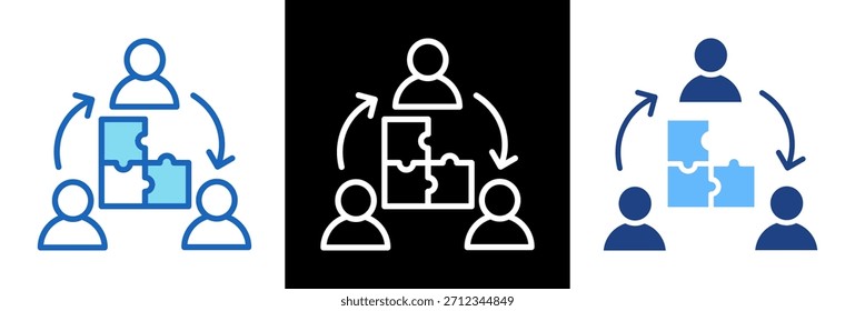 Ilustración vectorial de estilo triple Team Building Icon