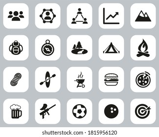 Team Building Icons Black & White Flat Design Set Big
