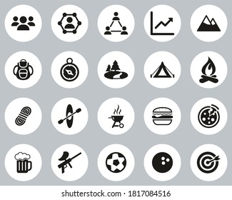 Team Building Icons Black & White Flat Design Circle Set Big