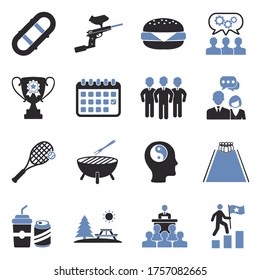 Iconos De Construcción De Equipo. Diseño Plano De Dos Tonos. Ilustración vectorial.