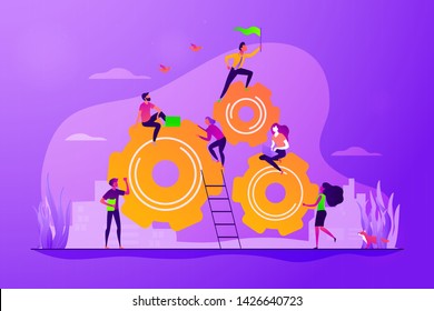 Team building and leadership. Career growth and job opportunities. Dedicated team, software development professionals, business model in IT concept. Vector isolated concept creative illustration