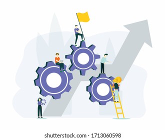 Team building and leadership. Career growth and job opportunities. Dedicated team, software development professionals, business model in IT concept. Vector isolated concept creative illustration